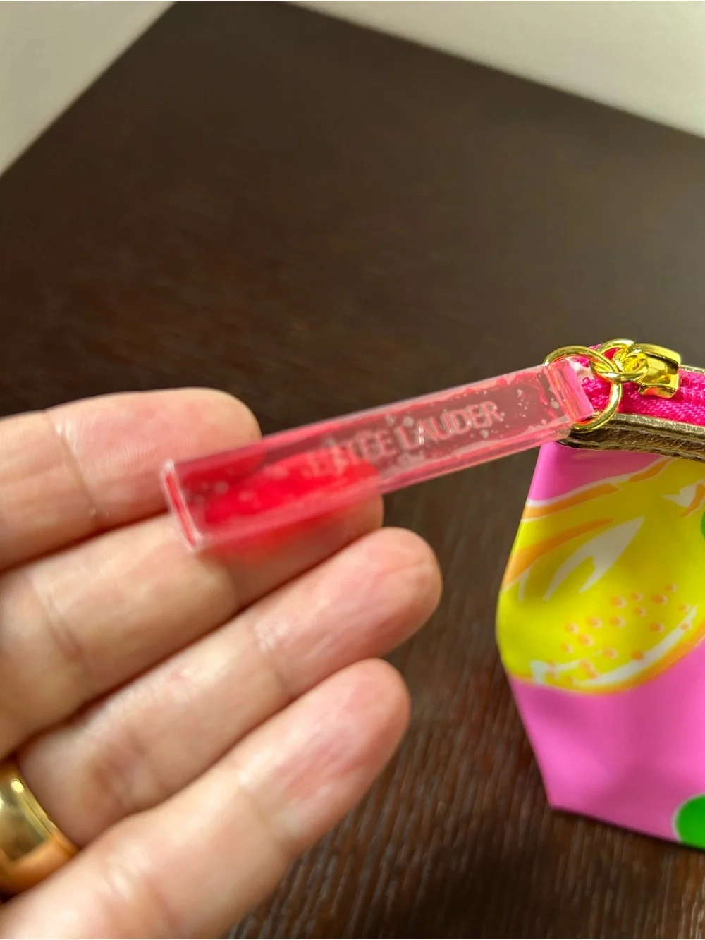 Lilly‎ Pulitzer For Estée Lauder Pink Lemon-Print Cosmetic Pouch Novelty Chic